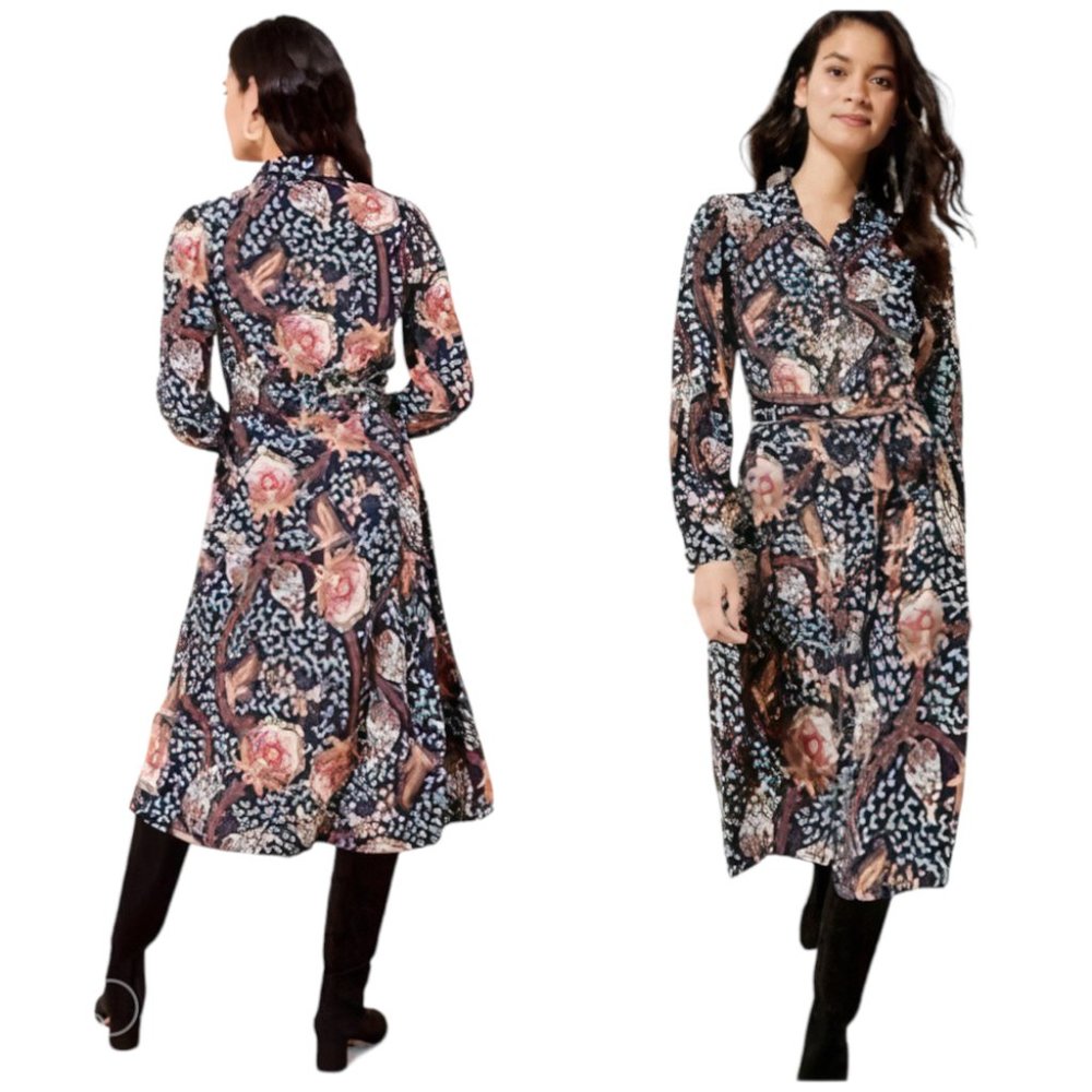 HP!🎉 NWT LOFT Petite Long Sleeve Button Down Shirt Dress